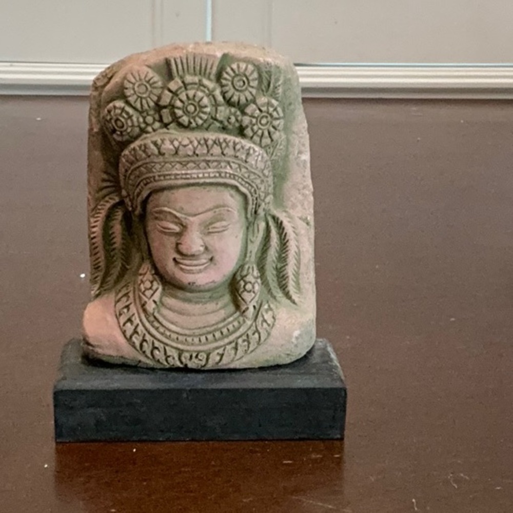 Sandstone Burmese Buddha Statue on Base NOS
